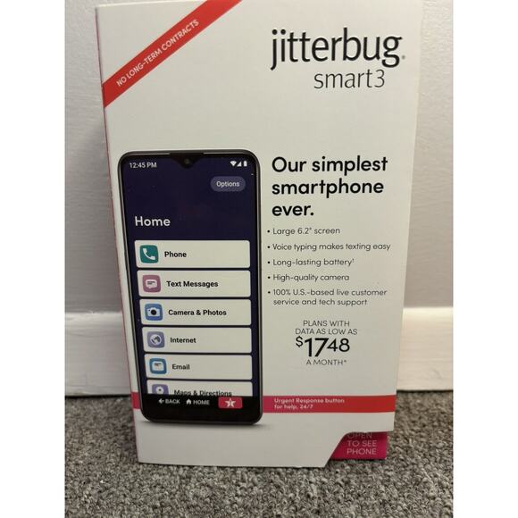Lively Jitterbug Smart3 Smartphone 4G LTE 32 GB for Seniors Black New Sealed - Picture 2 of 7